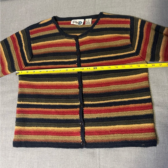 Vtg Multicolor Striped Women's Cardigan Sweater Small - Picture 6 of 9